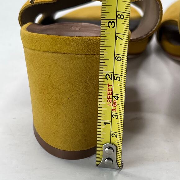 Bernardo Bedford Suede Slingback Sandals Square Toe Ochre Women 7M Tried On - Picture 8 of 10